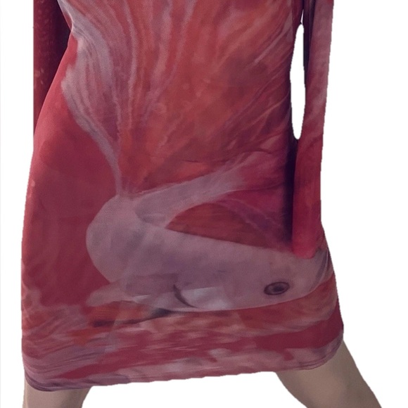 RAMONA LaRUE by Arianne NWT Adele FIGHTER FISH Print Tattoo Mesh DRESS XS / S - Picture 15 of 16